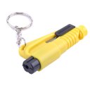 3-in-1 Whistle Seat Belt Cutter Window Break Keychain Yellow