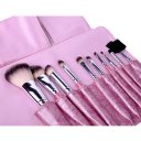 10PCS Cosmetic Brush Set With Lightning Pink Leather Pouch