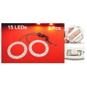 2 Pcs 60mm Dia Red 15-SMD LED Car Headlight Angel Eyes Ring Light