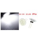 Car White G4 1206 SMD 22 LED G4 Side Pin Spotlight Lamp Bulb DC 12V 2 Pcs