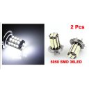 2PCS H7 36 LED 5050 SMD White Fog Driving Headlight Bulb Light DC 12V for Car