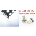 Pair Van Car Truck 27 White 5050 SMD LED Fog Light Bulb