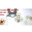 2 Pcs H7 White 5050 SMD 13 LED Turn Signal Fog Light Bulb Lamp