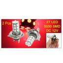 2 Pcs H4 27 Red 5050 SMD LED Auto Car Fog Light Bulb