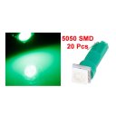 20 Pcs T5 Wedge Green 5050 1-SMD LED Side Marker Lights Bulbs DC 12V for Car