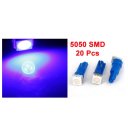 20 Pcs T5 Wedge Blue 5050 1-SMD LED Side Marker Lights Bulbs DC 12V for Car