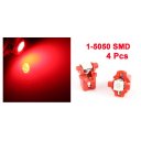 4pcs Red B8.3-5050-1 SMD LED Dashboard Guage Side Light Bulb for Car