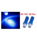 20 Pcs T5 Wedge Round Head Blue LED Side Marker Lights Bulbs DC 12V for Car