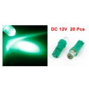 20 Pcs T5 Wedge Round Head Green LED Side Marker Lights Bulbs DC 12V for Car