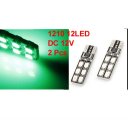 2 Pcs Error Free T10 Green 12-SMD 1210 3528 LED Car Auto Signal Marker Light Bulb 12V