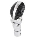 Car Carbon Fiber Texture Curved Motor Gear Shift Knob Shifter w Three Adapters