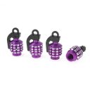 4pcs Grenade Style Purple Black Car Tire Tyre Valve Caps Covers