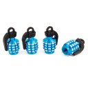 4PCS Cyan Blue Black Alloy Grenade Shape Tire Tyre Valve Caps for Car