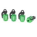 4PCS Green Alloy Grenade Shape Tire Tyre Valve Caps Protectors for Car