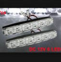 Pair DC 12V Van Car Truck Warm White 6 LED DRL Daytime Running Lamp Light