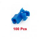 Blue Plastic 6mm Dia Hole Fastener Door Lock Rod End Clamps 100 Pcs for Car Auto