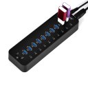 ORICO H10-U3 Super Speed USB3.0 10 Port HUB with VL812 Controller & Premium 12V Power Adapter & Deta