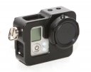 Black Aluminium Alloy Skeleton Rugged Cage Protective Frame Housing Case W/ Lens Cap for GoPro H