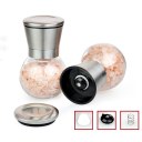 Stainless Steel Salt Pepper Grinder Set Brushed Pepper & Salt Mill Glass Round