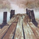 Ocean Decor Fall Wooden Bridge Seasons House Paintings Bathroom Shower Curtain