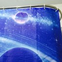 Star Sky Family Bathroom Shower Curtain Simple Polyester Ring Pull Easy To Insta