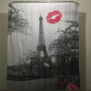 Vermilion Tower Family Bathroom Shower Curtain Simple Polyester Ring Pull Easy