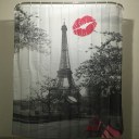 Vermilion Tower Family Bathroom Shower Curtain Simple Polyester Ring Pull Easy