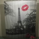 Vermilion Tower Family Bathroom Shower Curtain Simple Polyester Ring Pull Easy