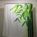 Bamboo Family Bathroom Shower Curtain Simple Polyester Ring Pull Easy To Install