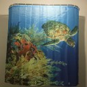 Sea Big Turtle Family Bathroom Shower Curtain Simple Ring Pull Easy To Install