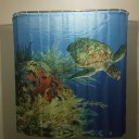 Sea Big Turtle Family Bathroom Shower Curtain Simple Ring Pull Easy To Install