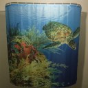 Sea Big Turtle Family Bathroom Shower Curtain Simple Ring Pull Easy To Install