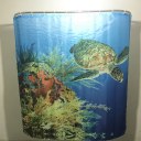 Sea Big Turtle Family Bathroom Shower Curtain Simple Ring Pull Easy To Install