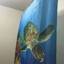 Sea Big Turtle Family Bathroom Shower Curtain Simple Ring Pull Easy To Install