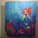 Underwater Mermaid Family Bathroom Shower Curtain Simple Polyester Ring Pull