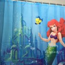 Underwater Mermaid Family Bathroom Shower Curtain Simple Polyester Ring Pull