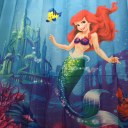 Underwater Mermaid Family Bathroom Shower Curtain Simple Polyester Ring Pull