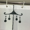 Comic Tower Family Bathroom Shower Curtain Simple Polyester Ring Pull Easy