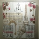 Comic Tower Family Bathroom Shower Curtain Simple Polyester Ring Pull Easy