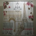 Comic Tower Family Bathroom Shower Curtain Simple Polyester Ring Pull Easy