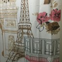 Comic Tower Family Bathroom Shower Curtain Simple Polyester Ring Pull Easy