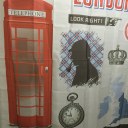 Booth Big Ben Clock Family Bathroom Shower Curtain Simple Polyester Ring Pull