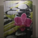 Red Flower Bamboo Stone Family Bathroom Shower Curtain Simple Polyester Ring