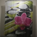 Red Flower Bamboo Stone Family Bathroom Shower Curtain Simple Polyester Ring