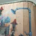 Cartoon Home Decor Shower Curtain House Tub Design Bathroom Waterproof Polyester