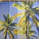 Seaview Palm Tree Summer Beach Polyester Bathroom Shower Curtain With 12pcs Hook