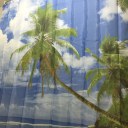 Blue Sky Beach Palm Tree Bathroom Curtain Waterproof Polyester  Shower Curtain