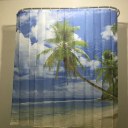 Blue Sky Beach Palm Tree Bathroom Curtain Waterproof Polyester  Shower Curtain