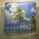 Blue Sky Beach Palm Tree Bathroom Curtain Waterproof Polyester  Shower Curtain