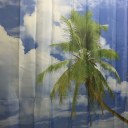 Blue Sky Beach Palm Tree Bathroom Curtain Waterproof Polyester  Shower Curtain